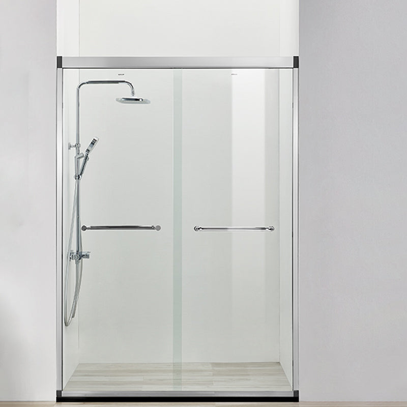 Black Double Sliding Shower Bath Door Semi-Frameless Tempered Shower Doors