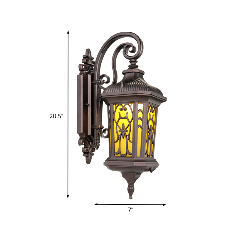 Black 1 Bulb Wall Sconce Light Lodges Water Glass Urn Wall Mounted Lamp with Twisted Arm