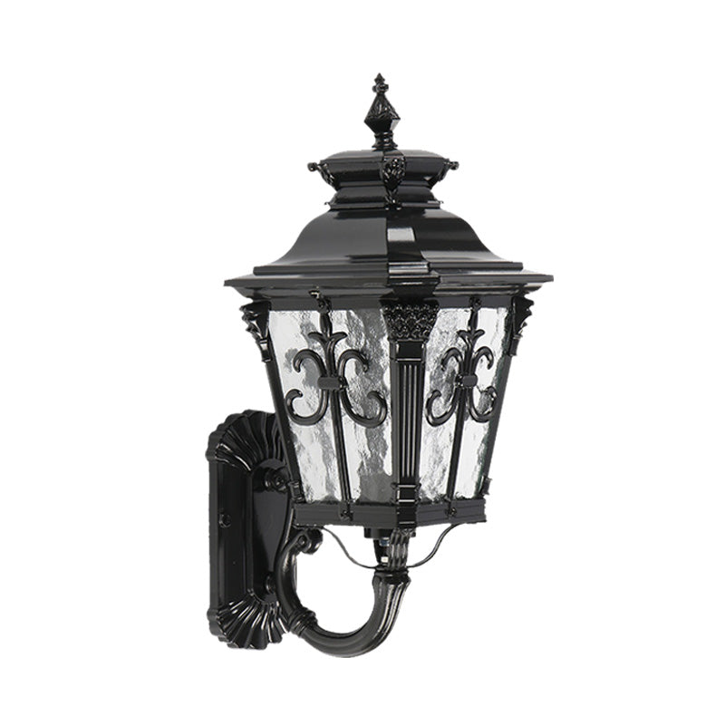 Arrow Flower Outdoor Wall Mount Light Country Clear Water Glass 1 Light Black Wall Lamp Sconce
