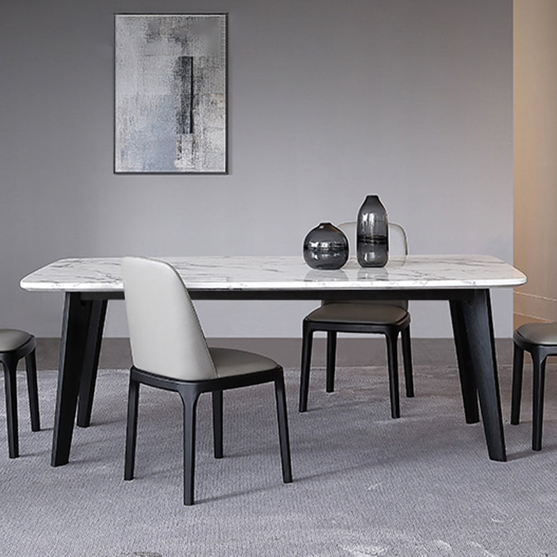 White and Black Dinner Room Kitchen Table Rectangle Dining Site Table