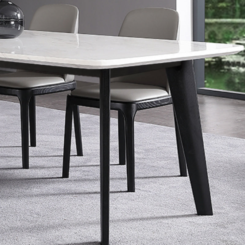 White and Black Dinner Room Kitchen Table Rectangle Dining Site Table