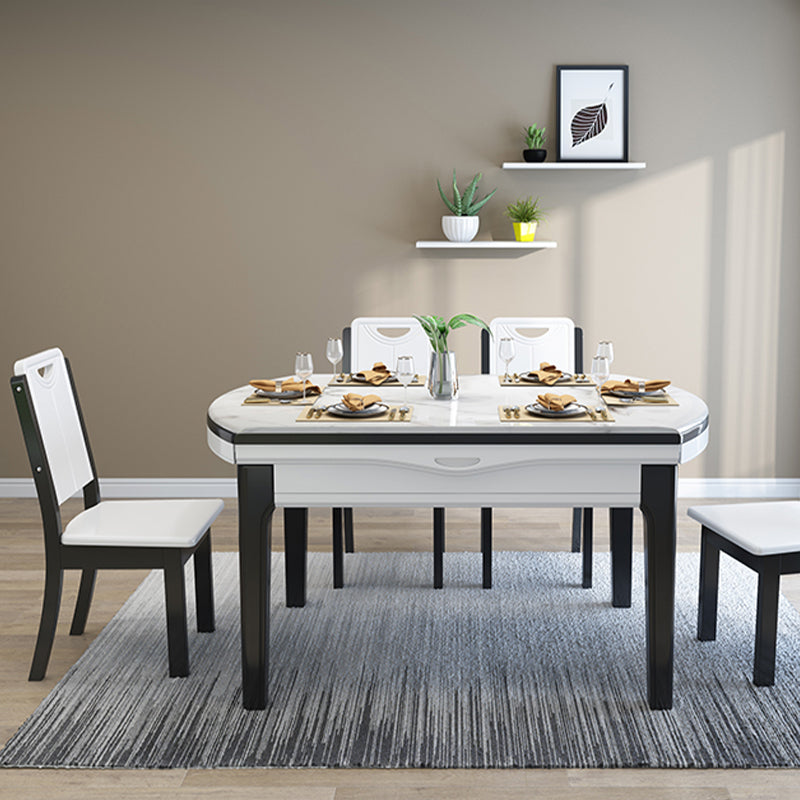 Drop-Leaf Dining Site Table Contemporary 4 Legs Dining Room Table