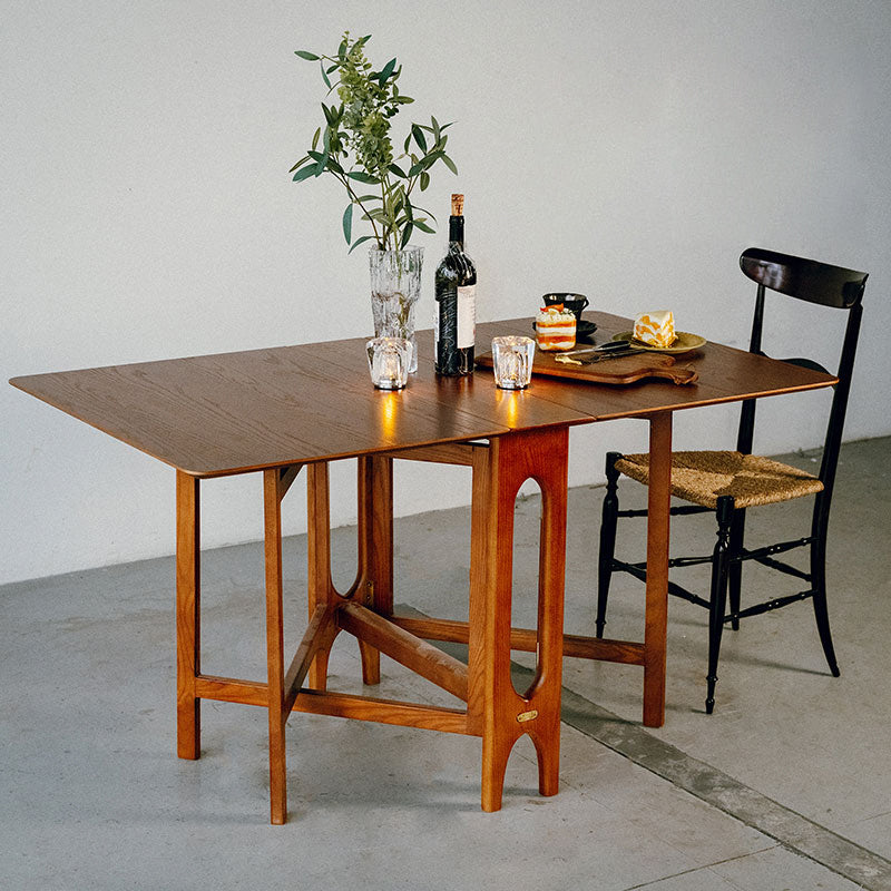 Drop-Leaf Dining Table Solid Wood Dining Table for Dining Room