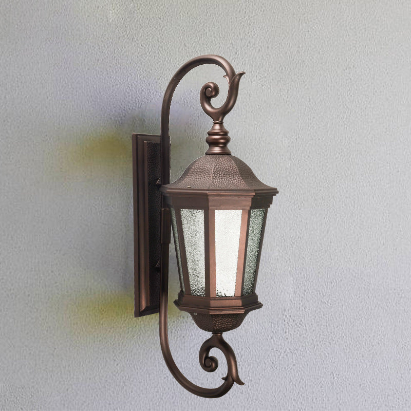 Metal Brown Wall Mount Light Aniseed Tiger Stripe 1 Light Country Wall Lamp Sconce with Water Glass Shade
