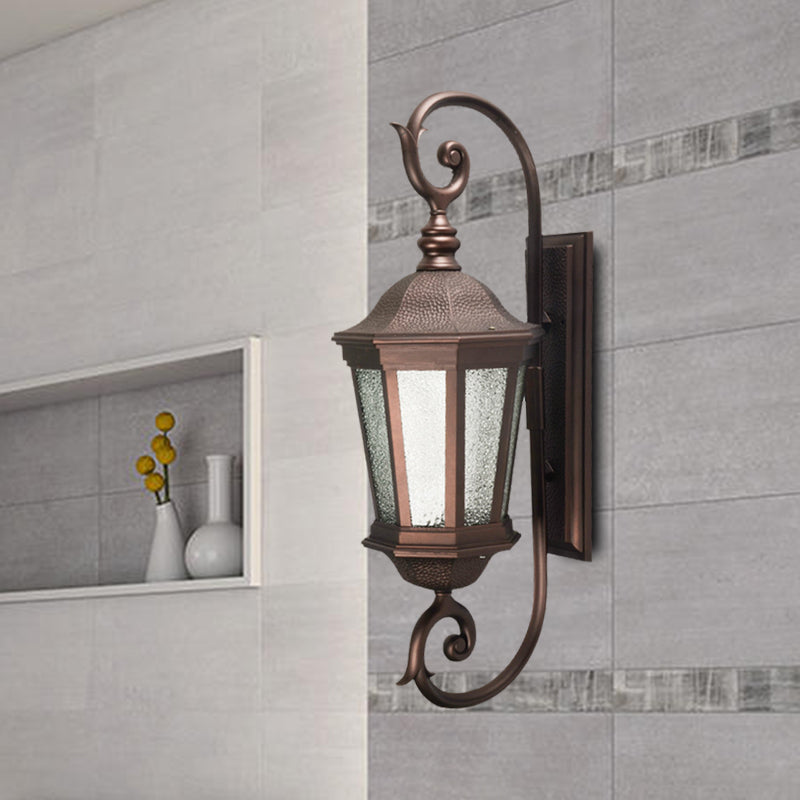 Metal Brown Wall Mount Light Aniseed Tiger Stripe 1 Light Country Wall Lamp Sconce with Water Glass Shade
