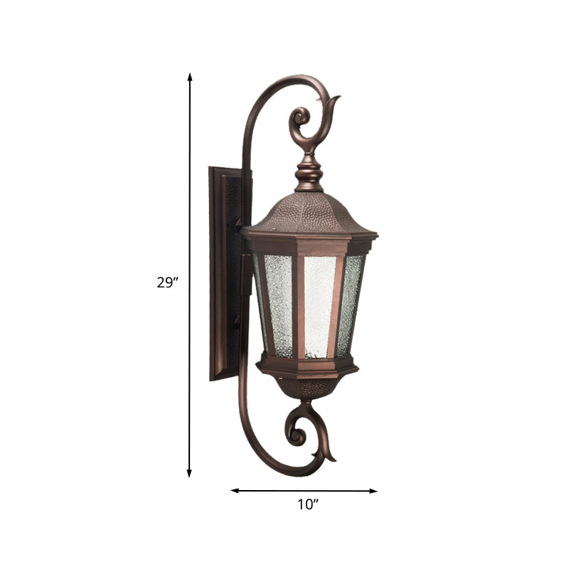 Metal Brown Wall Mount Light Aniseed Tiger Stripe 1 Light Country Wall Lamp Sconce with Water Glass Shade