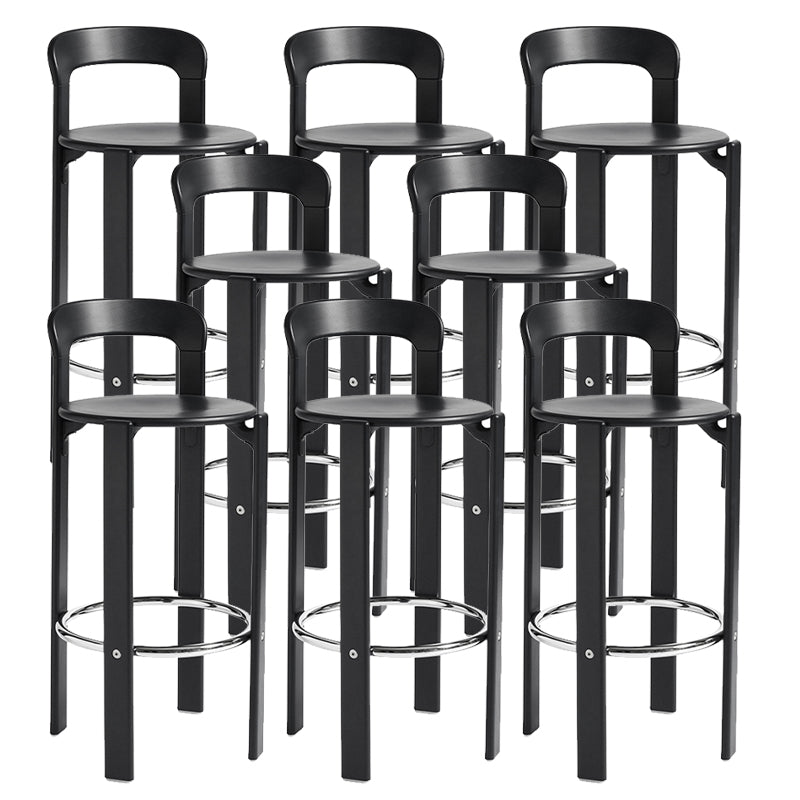 Round Low Back Dining Stools Plastic Barstools with Footrest