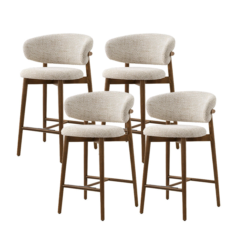Solid Wood Dining Stools White Upholstered Bar Stools with Footrest