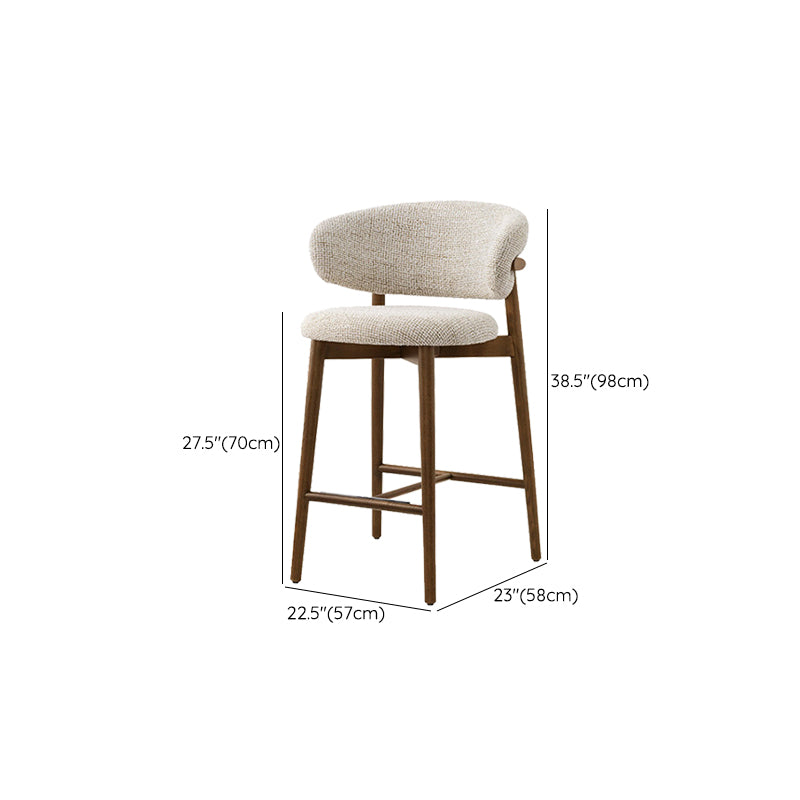 Solid Wood Dining Stools White Upholstered Bar Stools with Footrest