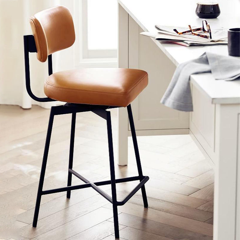 Low Back Dining Stools Upholstered Bar Stools with Metal Base