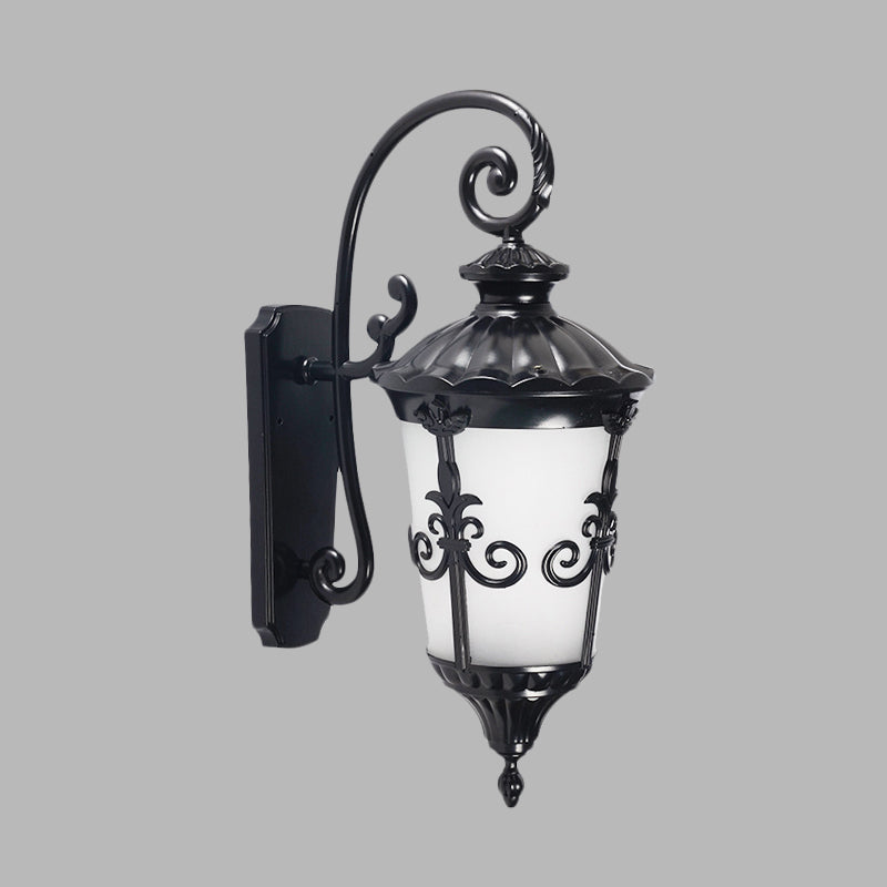 Applique murale en verre dépoli blanc pour ferme, 1 lumière, pour balcon, noir