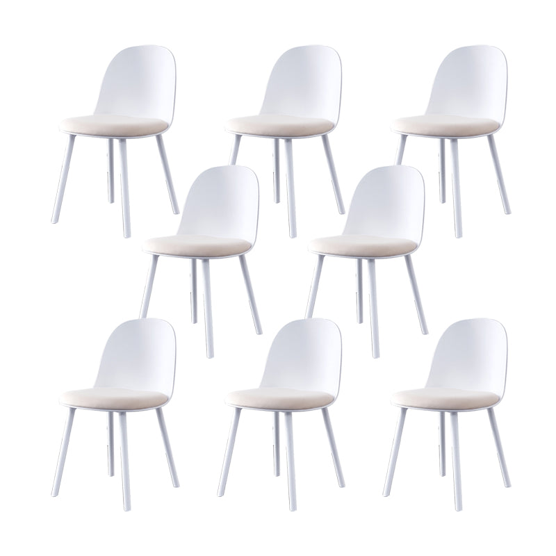 Modern Simple Side Chair Upholstered Dining Chair with Plastic Base for Kitchen