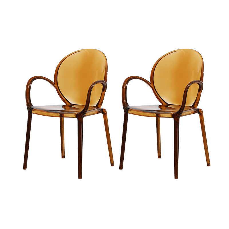 Modern Simple Arm Chair Plastic Base Stackable Dining Chair for Kitchen