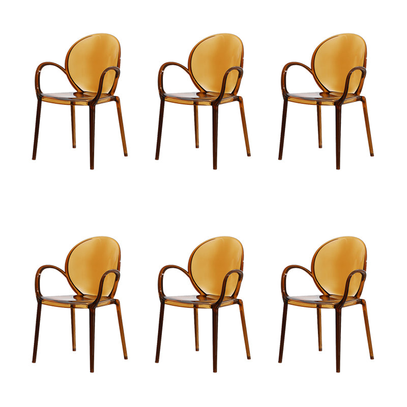 Modern Simple Arm Chair Plastic Base Stackable Dining Chair for Kitchen