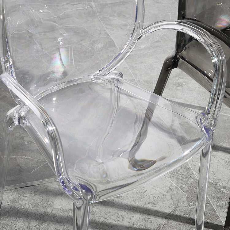 Modern Simple Arm Chair Plastic Base Stackable Dining Chair for Kitchen