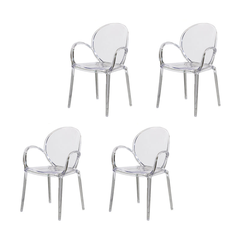 Modern Simple Arm Chair Plastic Base Stackable Dining Chair for Kitchen