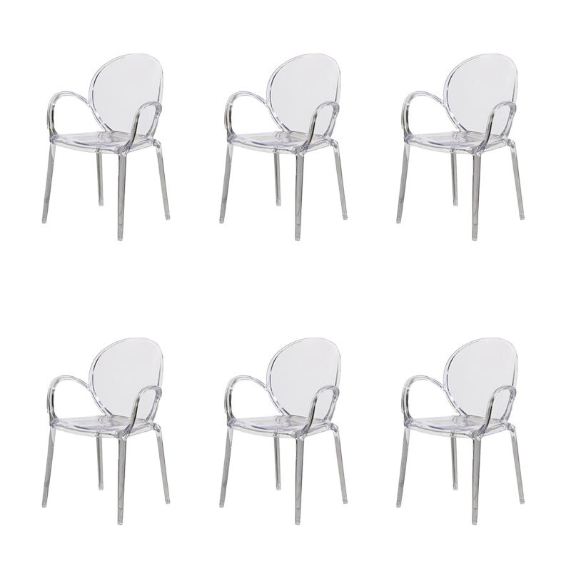Modern Simple Arm Chair Plastic Base Stackable Dining Chair for Kitchen