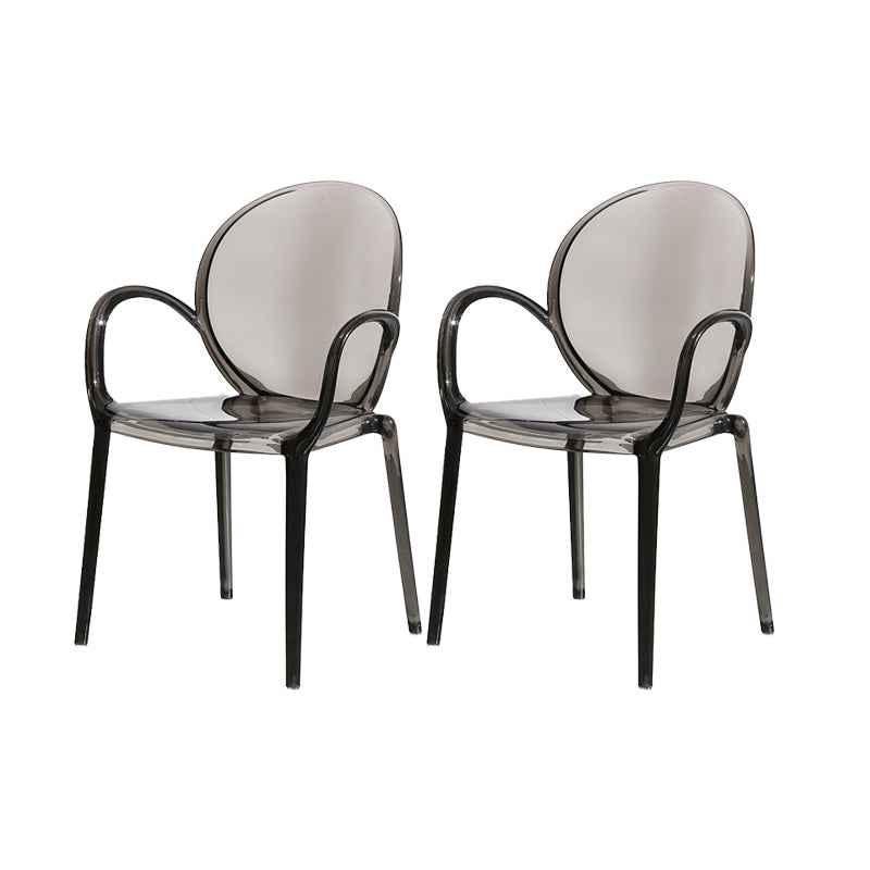 Modern Simple Arm Chair Plastic Base Stackable Dining Chair for Kitchen