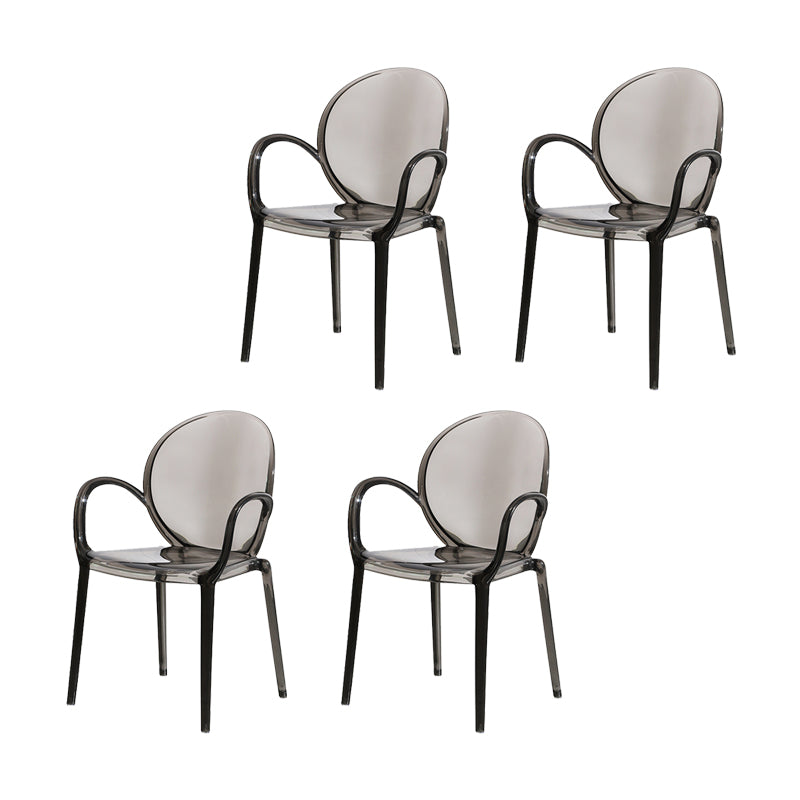 Modern Simple Arm Chair Plastic Base Stackable Dining Chair for Kitchen