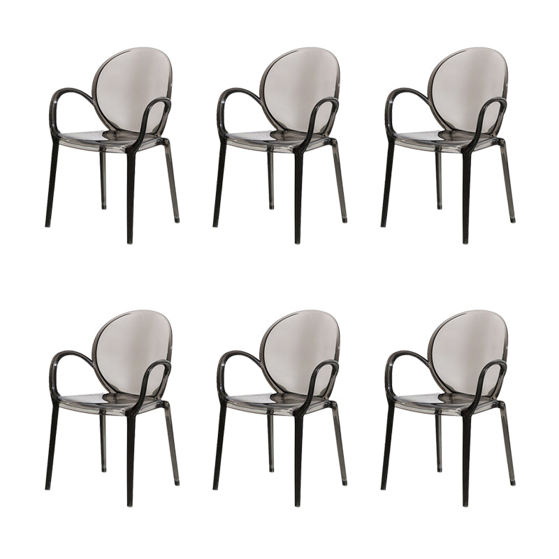 Modern Simple Arm Chair Plastic Base Stackable Dining Chair for Kitchen