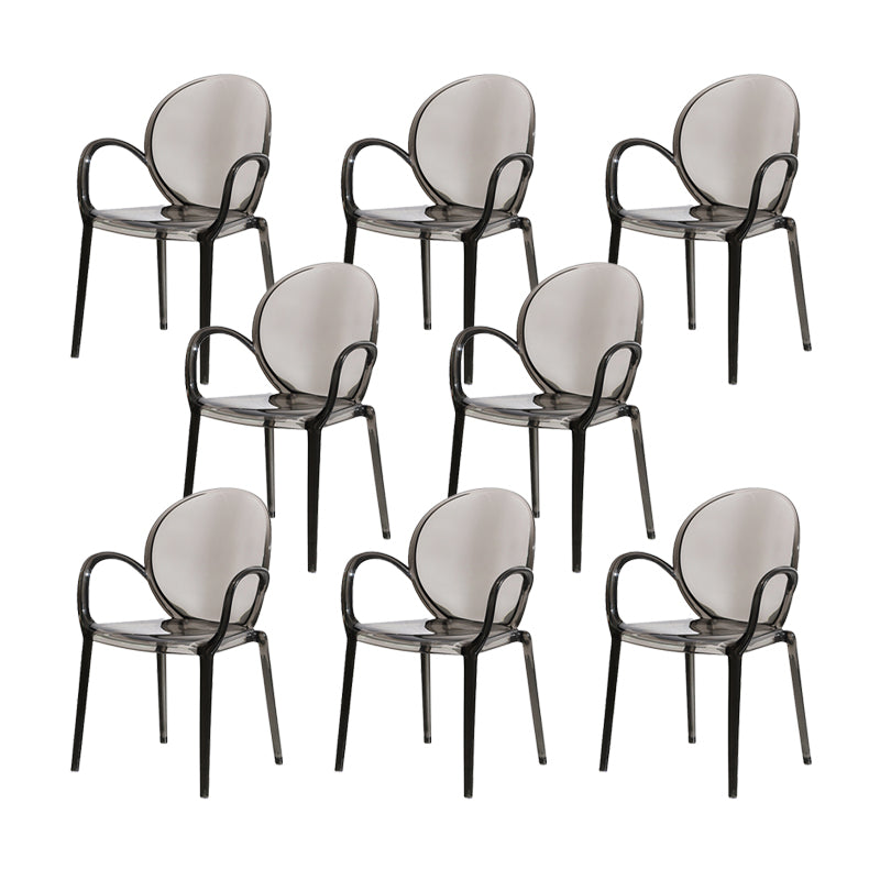 Modern Simple Arm Chair Plastic Base Stackable Dining Chair for Kitchen