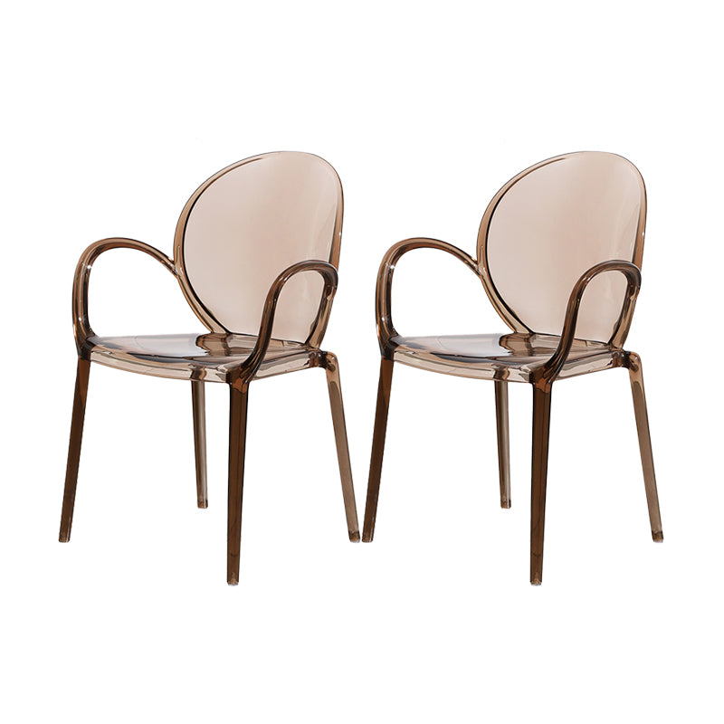 Modern Simple Arm Chair Plastic Base Stackable Dining Chair for Kitchen