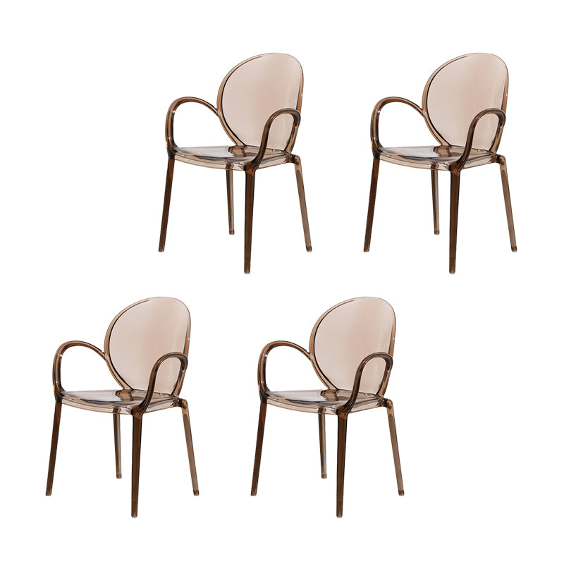 Modern Simple Arm Chair Plastic Base Stackable Dining Chair for Kitchen