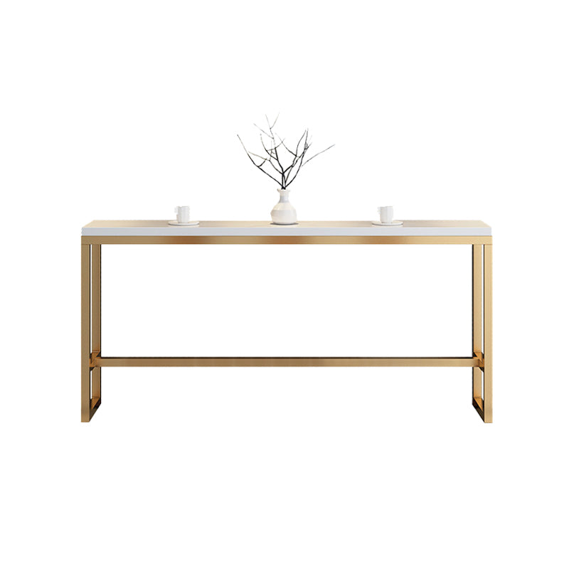 Glam Style Rectangle Bar Table Golden Base for Milk Tea Shop