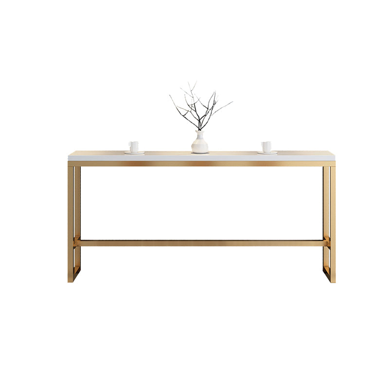 Glam Style Rectangle Bar Table Golden Base for Milk Tea Shop