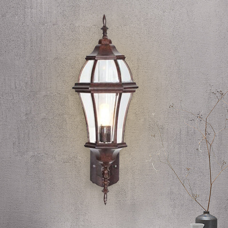 Luce di profumi a forma di urna a 1 luce Country Rust Rust Glass Wall Montated Lampleugh