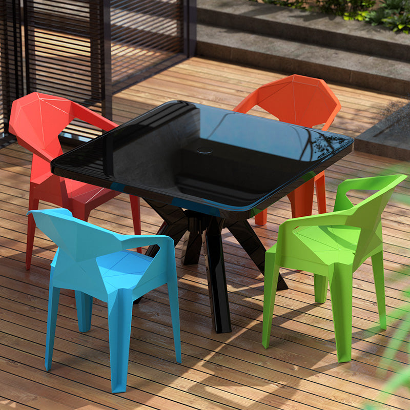 Modern Waterproof Square Courtyard Table Plastic Outdoor Table