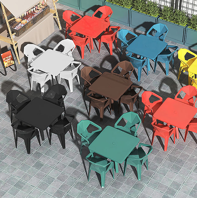 Modern Waterproof Square Courtyard Table Plastic Outdoor Table
