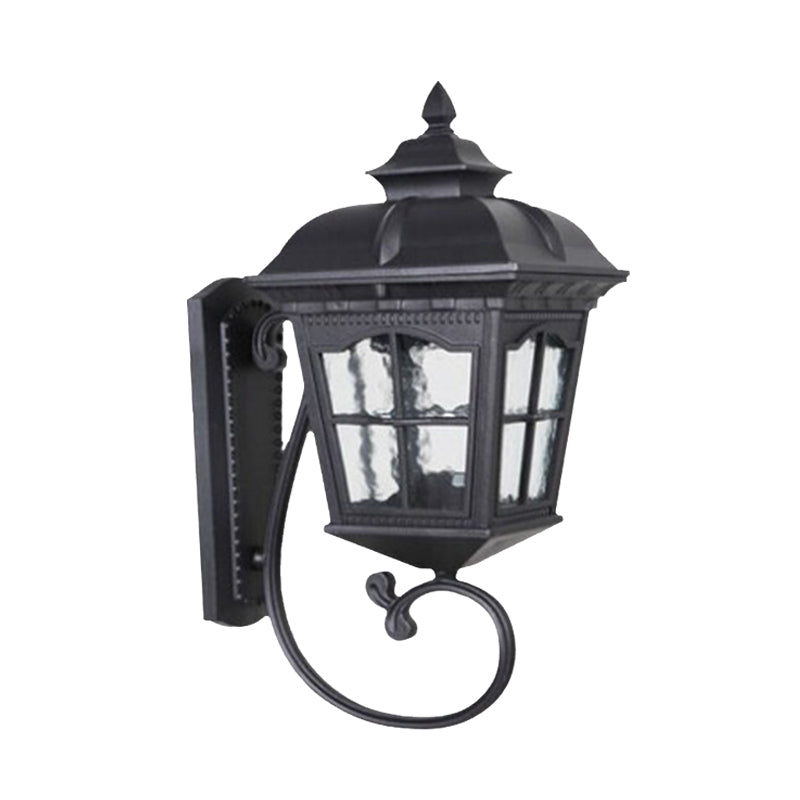 Aluminum Black Wall Mount Lighting Geometric 1-Head Lodges Wall Lamp with Water Glass Shade