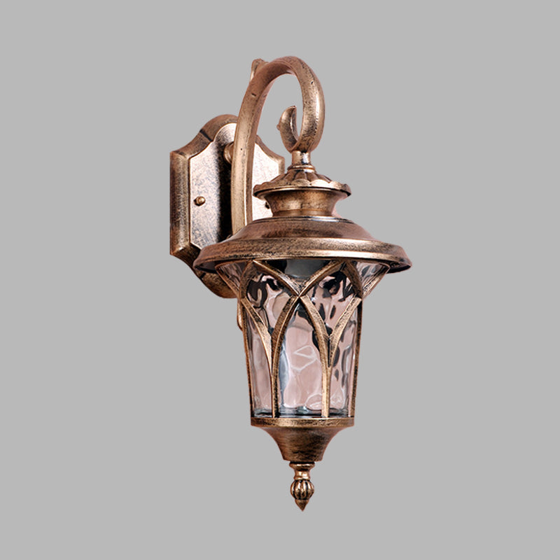 Applexion murale de l'urne rustique Lumière 1 ampoule Aluminium Mur Wall Lampe Ayémorrat en laiton avec une teinte en verre d'eau