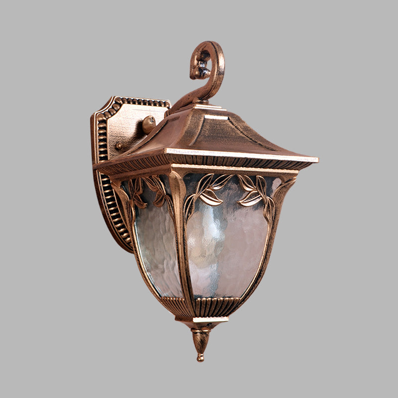 Acorn Courtyard Sconce Lighting Countryside Clear Water Glass 1 Light Brass Wall Mount Lamp