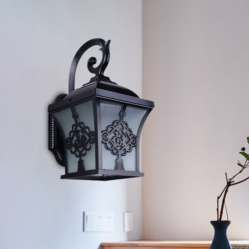 Metallic Lucky Character Murce Country Light Country 1 Bulbe Couryard Mur Wall Lampe Black / Black and Gold