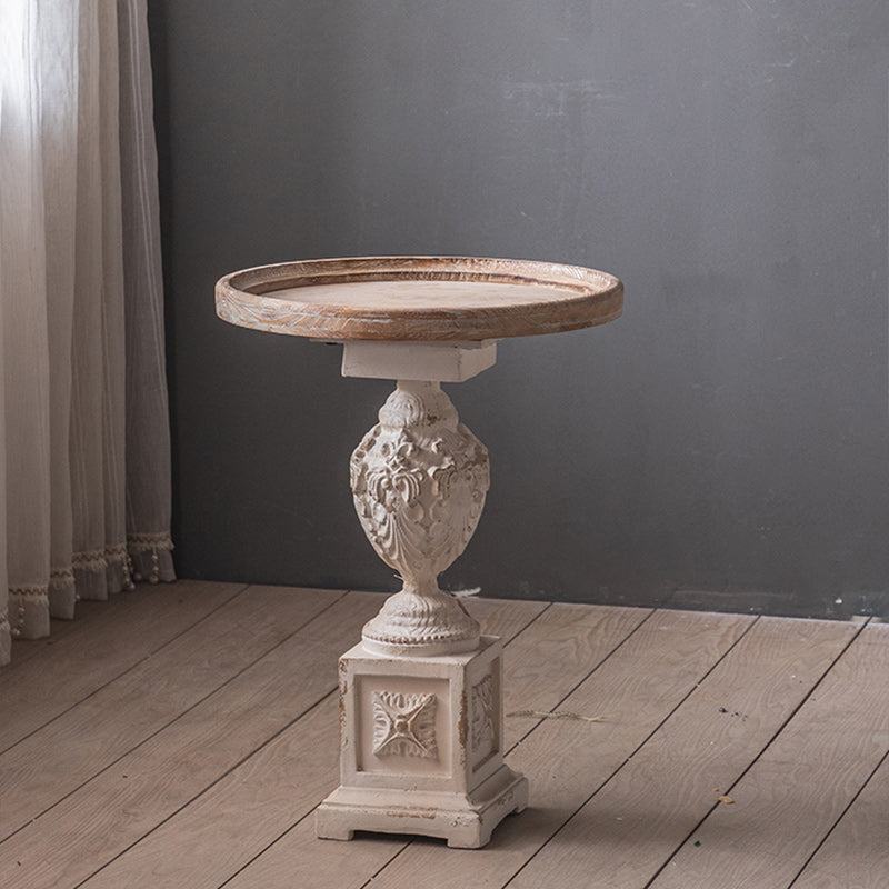 French Country Corner Table Wood Pedestal Round Accent Side Table