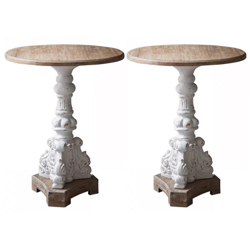 French Country Corner Table Wood Pedestal Round Accent Side Table