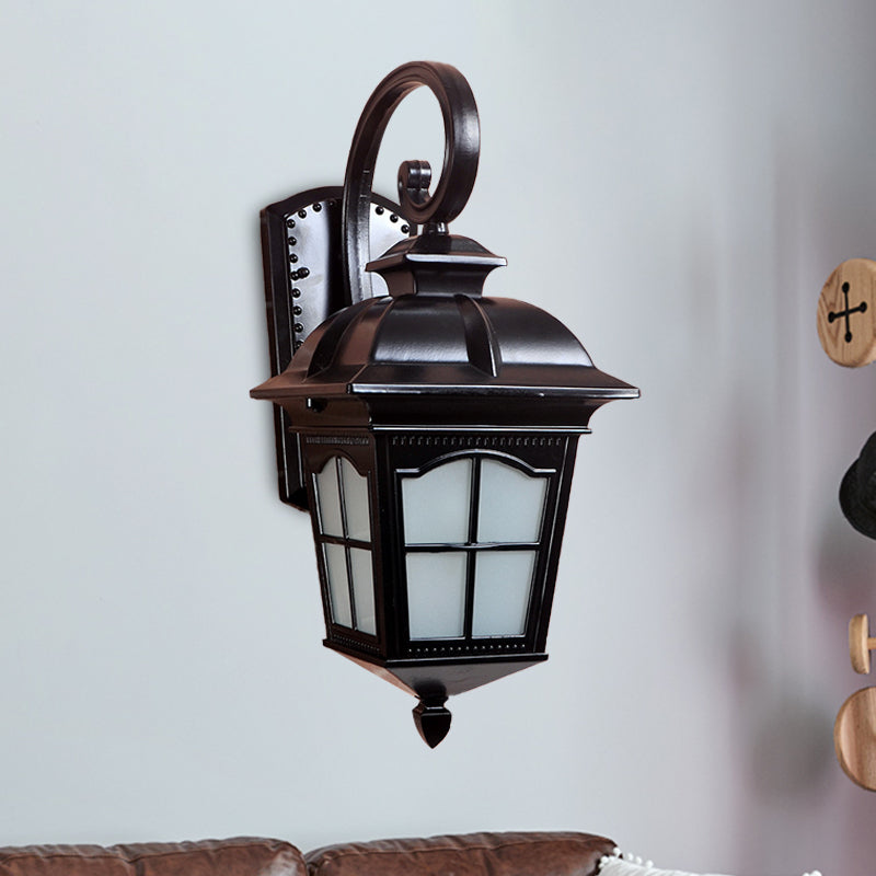 1-Light Twisted Arm Sconce Farmhouse Black/Gold Aluminum Wall Mounted Light for Courtyard