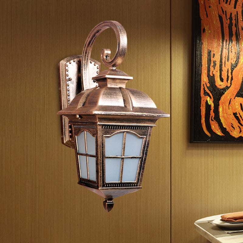 1-Light Twisted Arm Sconce Farmhouse Black/Gold Aluminum Wall Mounted Light for Courtyard