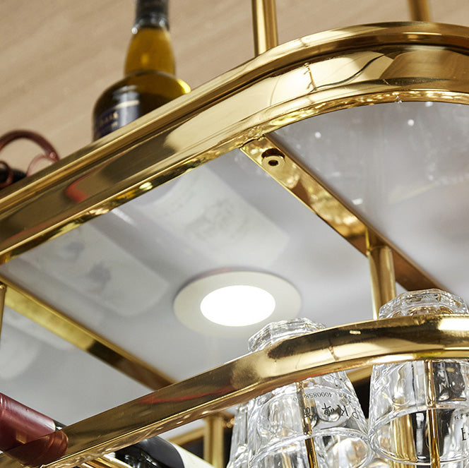 Glam Hanging Wine Rack Metal Wine Bottle & Glass Rack for Bar