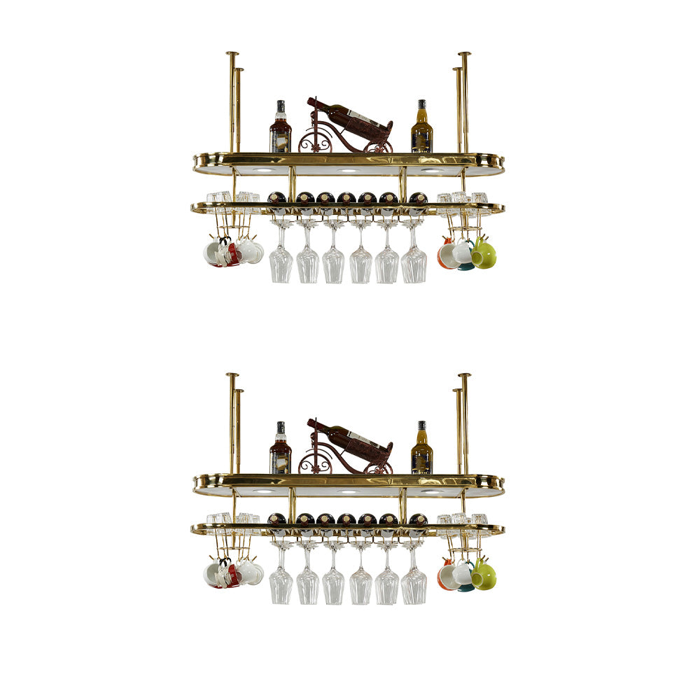 Glam Hanging Wine Rack Metal Wine Bottle & Glass Rack for Bar