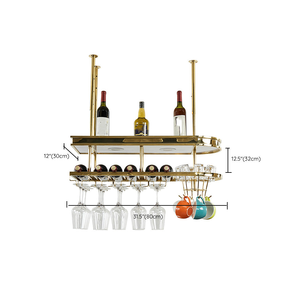 Glam Hanging Wine Rack Metal Wine Bottle & Glass Rack for Bar