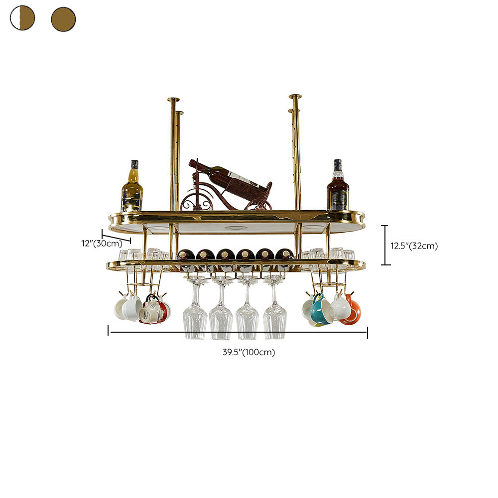 Glam Hanging Wine Rack Metal Wine Bottle & Glass Rack for Bar