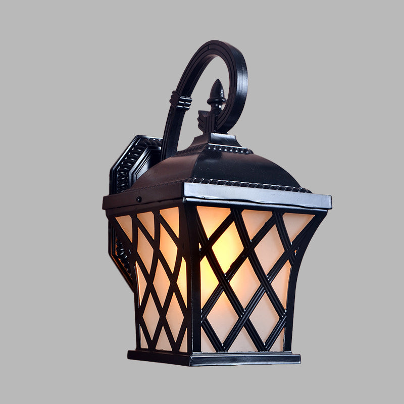 Aluminum Grid Wall Mounted Lamp Lodges 1 Head Courtyard Wall Lighting Ideas in Black