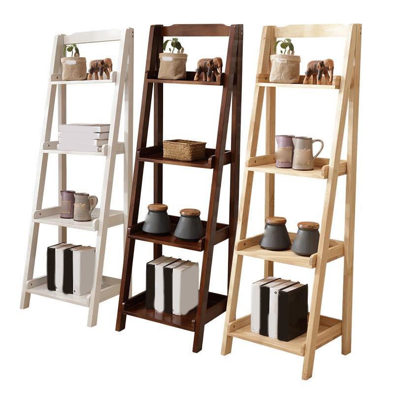 Contemporary Shelves Included Bookshelf Wooden Ladder Bookcase