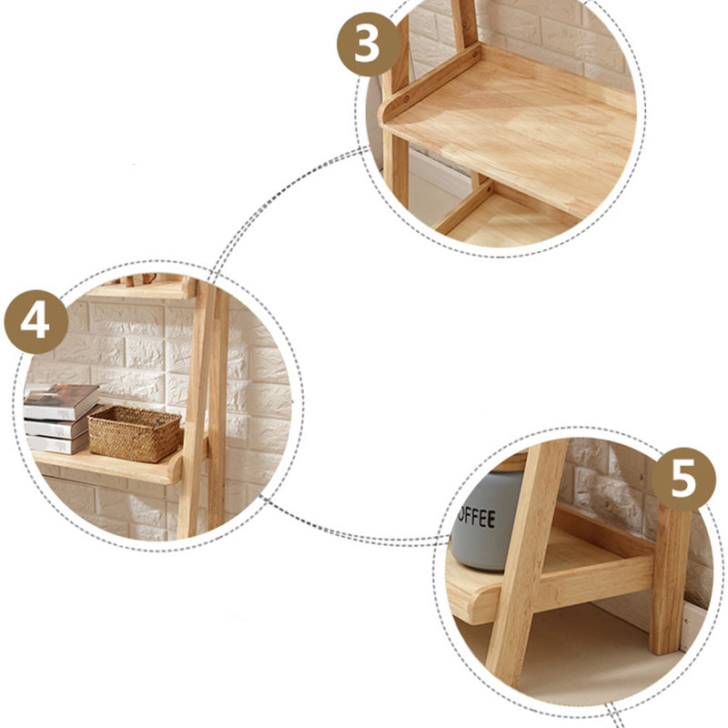 Contemporary Shelves Included Bookshelf Wooden Ladder Bookcase