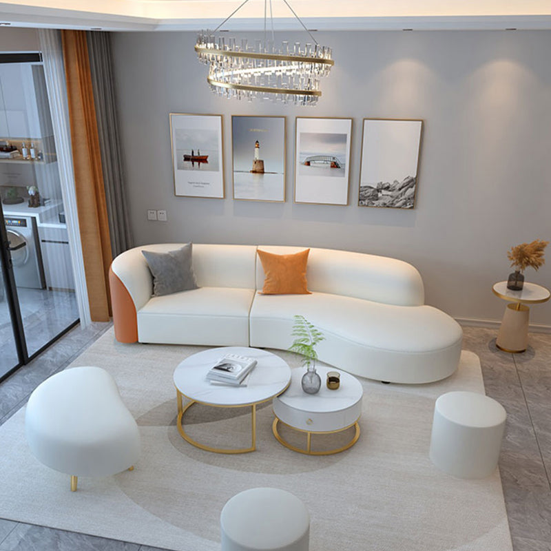 White Durable Sectional Sofas Cushion Solid Wood Sofa for Living Room