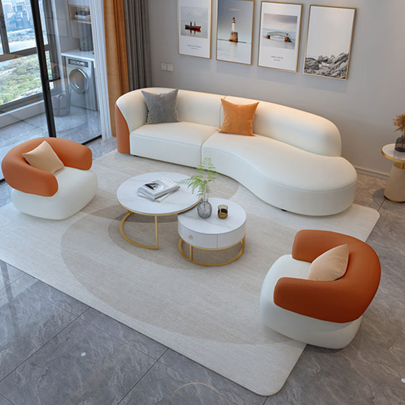 White Durable Sectional Sofas Cushion Solid Wood Sofa for Living Room