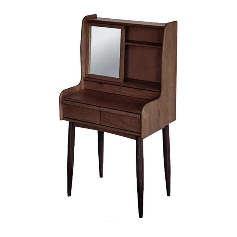 Scandinavian Makeup Vanity Mirrored Solid Wood Makeup Dressing Table
